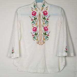 Vintage Floral Embroidered Blouse